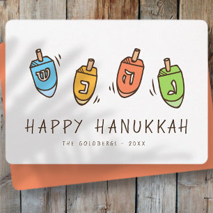 Lycklig Hanukkah Modern Dreidel Julkort