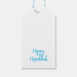 Lycklig Hanukkah Modern Helgdag Typography Blue Presentetikett