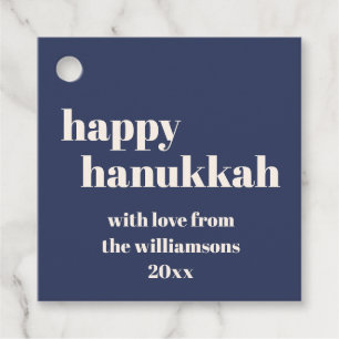 Lycklig Hanukkah Modern Navy Blue Personlig Gåvor Etiketter