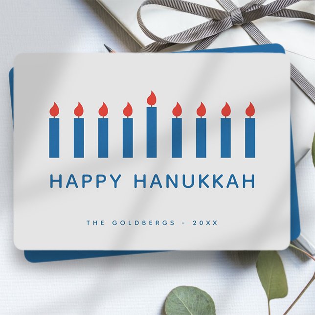 Lycklig Hanukkah Modern Simple Candle Ljus Julkort (Skapare uppladdad)