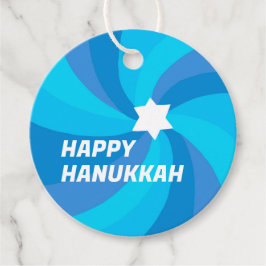 LYCKLIG HANUKKAH Modern Swirl Star of David Anpass Gåvor Etiketter
