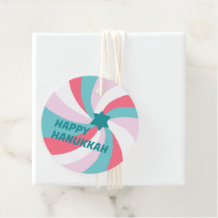 LYCKLIG HANUKKAH Modern Swirl Star of David Anpass Gåvor Etiketter