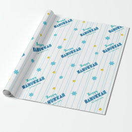 Lycklig Hanukkah Modern Typografi Guld Stars Namn Presentpapper