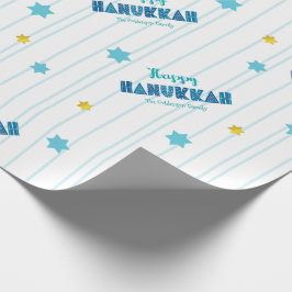 Lycklig Hanukkah Modern Typografi Guld Stars Namn Presentpapper