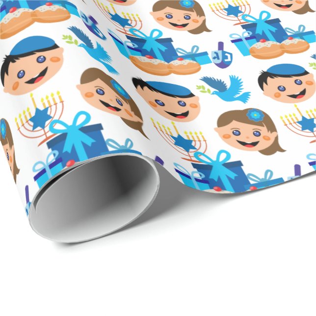 Lycklig Hanukkah mönster mindre plattor Presentpapper (Rullad Hörn)