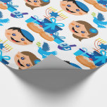 Lycklig Hanukkah mönster Wrapping Papper Presentpapper<br><div class="desc">Underbara mönster för att ha packat in dina Hanukkah-gåvor. Barn i lycklig med presenter,  munstycken,  duvor med vit bakgrund</div>