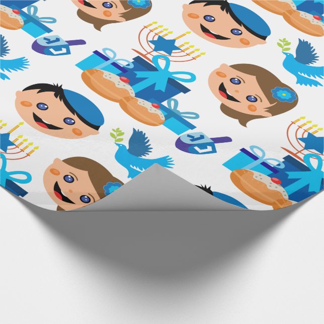 Lycklig Hanukkah mönster Wrapping Papper Presentpapper (Hörn)