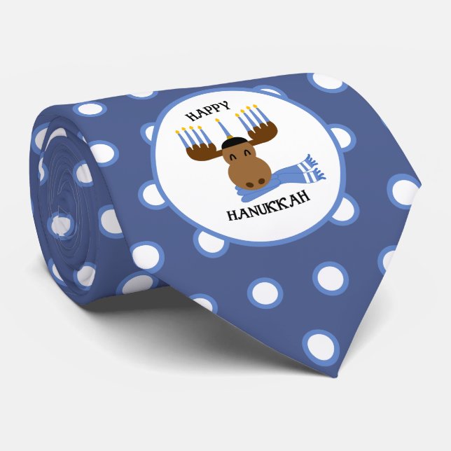Lycklig Hanukkah Moose Funny Helgdag Neck Tie Slips (Rullad)