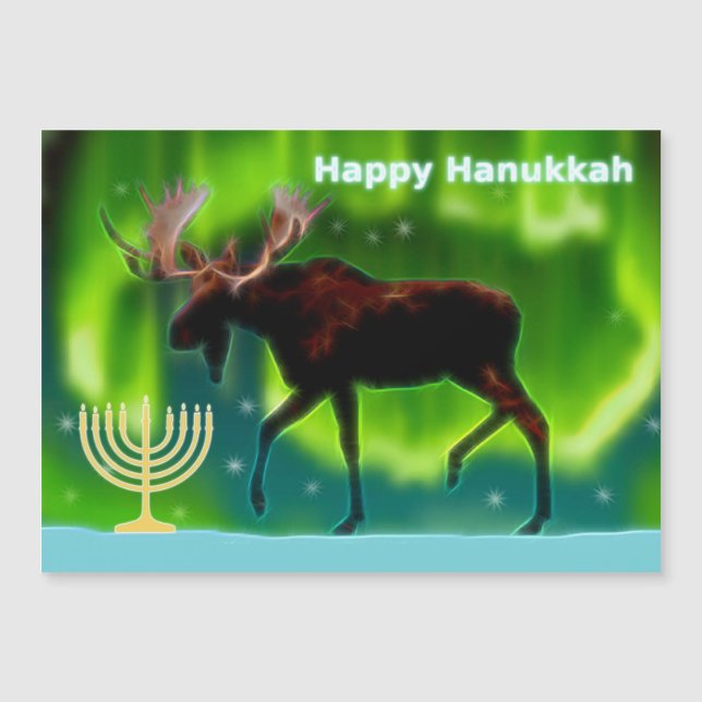 Lycklig Hanukkah - Moose i norra Ljus (Framsida)