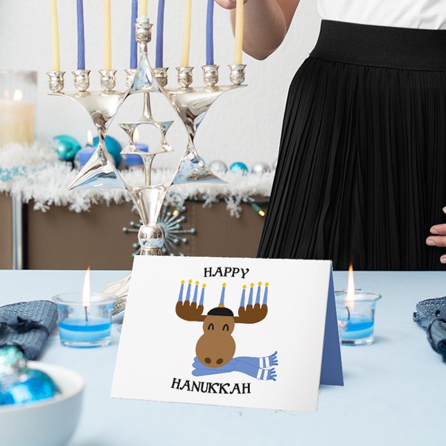 Lycklig Hanukkah Moose Personlig Hanukkah Card Helgkort (Skapare uppladdad)