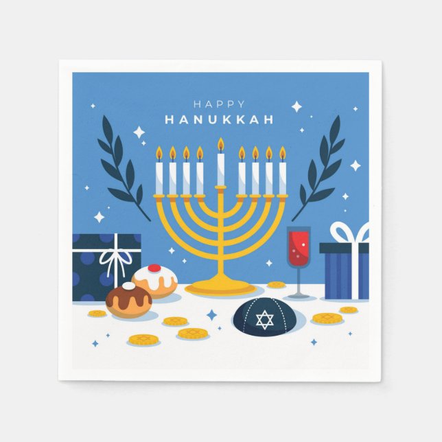 Lycklig Hanukkah Napkins Pappersservett (Framsidan)