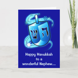 Lycklig Hanukkah Nephew med Spinning Dreidel Helgkort