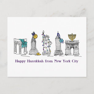 Lycklig Hanukkah New York City NYC-judiska Helgdag Helg Vykort