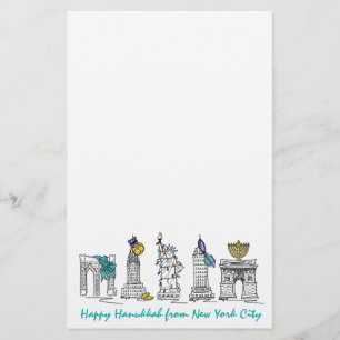 Lycklig Hanukkah NYC New York City Judiska Helgdag Brevpapper