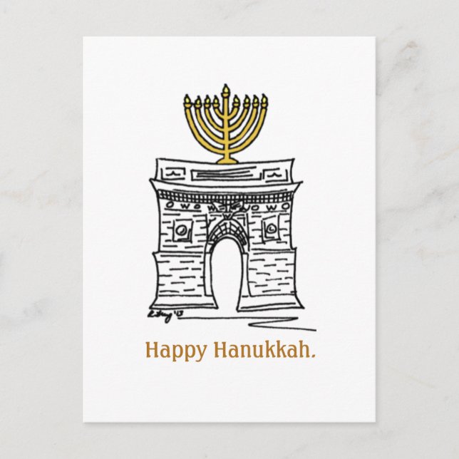Lycklig Hanukkah NYC Washington Square Menorah Helg Vykort (Framsida)