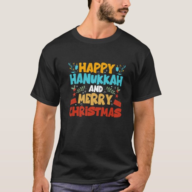 Lycklig Hanukkah och God jul T Shirt (Framsida)