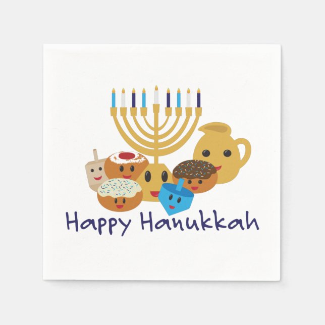 Lycklig Hanukkah och söta Hanukkah-tecken Pappersservett (Framsidan)