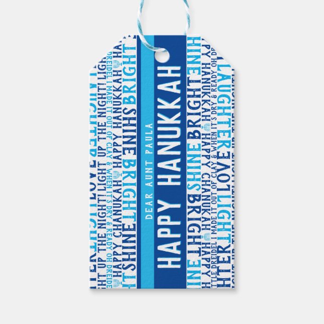 Lycklig Hanukkah Önskemål KÄRLEK lätt skratt Funky Presentetikett (Framsidan)