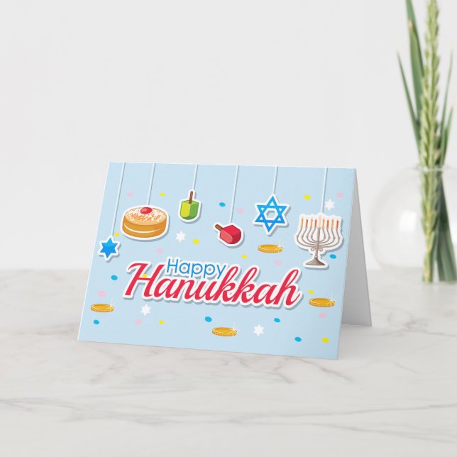 Lycklig Hanukkah Ornament Helgkort (Framsida)