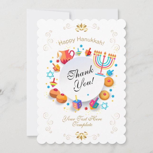 Lycklig Hanukkah Party BeVacker Dekoration Anpassn Tack Kort (Framsida)