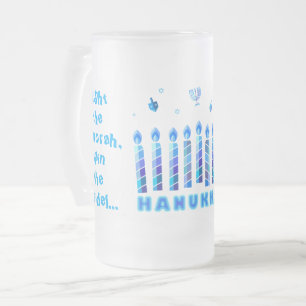 Lycklig Hanukkah Party Bevackra Blue Dekoration Frostat Ölglas