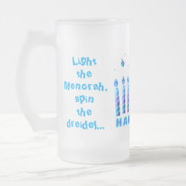 Lycklig Hanukkah Party Bevackra Blue Dekoration Frostat Ölglas