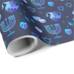 Lycklig Hanukkah Party Bevackra Blue Dekoration Presentpapper<br><div class="desc">Lycklig Hanukkah Party Vacker blå Dekoration, judisk Helgdag, Papper. Den judiska Helgdag Hanukkah-bakgrunden med traditionella Chanukah-symboler - trädrömmar (spinnande topp), nötter, guld-menorah, ljus, David-stjärna och blåblå ljus tapet mönster. Hanukkah Festival Event Dekoration. Jerusalem, Israel. Crafts & Party Supplies > Gift Wrapping Supplies > Wrapping Papper. Utforma med textmall. Anpassa dem...</div>