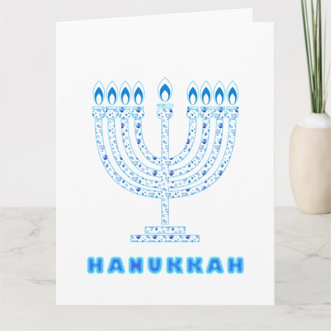Lycklig Hanukkah Party Bevackra Blue Dekoration Tack Kort (Framsida)