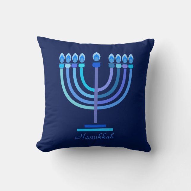 Lycklig Hanukkah Party Bevackra Blue Mandala Decor Kudde (Framsida)