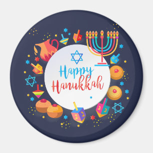 Lycklig Hanukkah Party Vacker Dekoration Magnet
