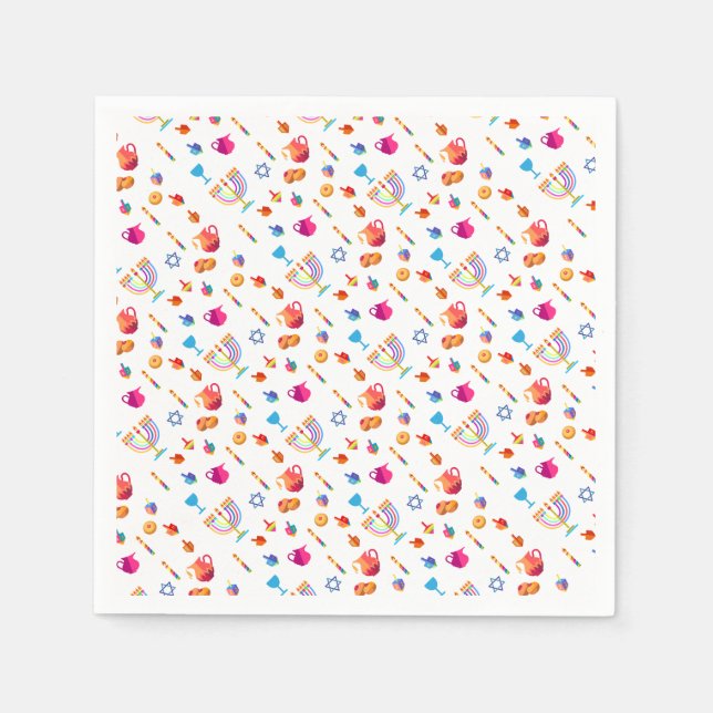 Lycklig Hanukkah Party Vacker Dekoration Pappersservett (Framsidan)