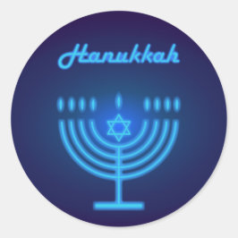 Lycklig Hanukkah Party Vacker Dekoration Runt Klistermärke