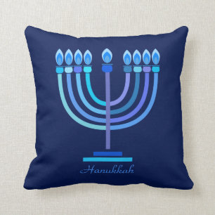 Lycklig Hanukkah-Party, vackert blått Mandala-dec Kudde
