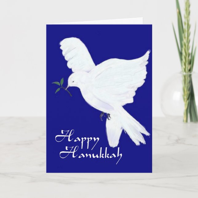 Lycklig Hanukkah-Peace Dove Helgkort (Framsida)