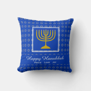LYCKLIG HANUKKAH Peace Kärlek Joy Anpassade Blue Kudde