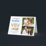 Lycklig Hanukkah Peace Kärlek Latkes Festive 2 Fot Helgkort<br><div class="desc">Skicka Önskemål med det här fotot-Helgdag som innehåller ett Hanukkah-skript och Watercolor-judiska Helgdag för att markera ditt hälsning-meddelande.</div>