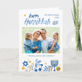 Lycklig Hanukkah Peace Kärlek Latkes Festive Photo Helgkort