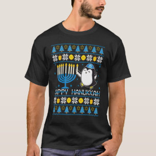 Lycklig Hanukkah Penguin Ugly Sweater Jewish Chanu T Shirt