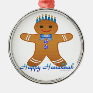Lycklig Hanukkah Pepparkaksgubbe Menorah Julgransprydnad Metall