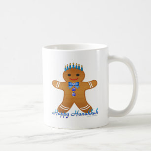 Lycklig Hanukkah Pepparkaksgubbe Menorah Kaffemugg