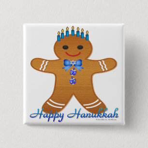 Lycklig Hanukkah Pepparkaksgubbe Menorah Knapp