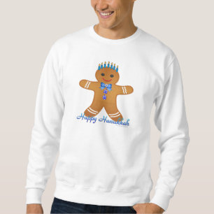 Lycklig Hanukkah Pepparkaksgubbe Menorah Långärmad Tröja