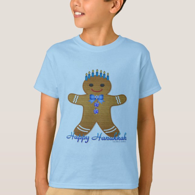 Lycklig Hanukkah Pepparkaksgubbe Menorah T-shirt (Framsida)