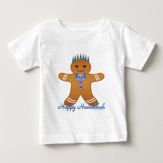 Lycklig Hanukkah Pepparkaksgubbe Menorah Tee (Framsida)
