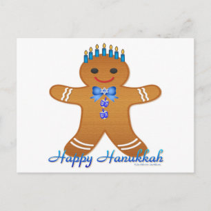 Lycklig Hanukkah-Pepparkaksgubben Menorah Helg Vykort