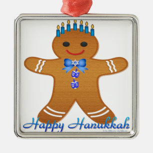 Lycklig Hanukkah-Pepparkaksgubben Menorah Julgransprydnad Metall