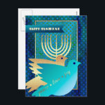 Lycklig Hanukkah. Personlig Hanukkah Postcards Helg Vykort<br><div class="desc">Lycklig Hanukkah. Elegant Festive Menorah och Peace Doves Design med guld-filmförskönning vykort. Matchningskort och gåvor finns tillgängliga i de judiska Helgdagarna/Hanukkah-kategorin i vår butik.</div>