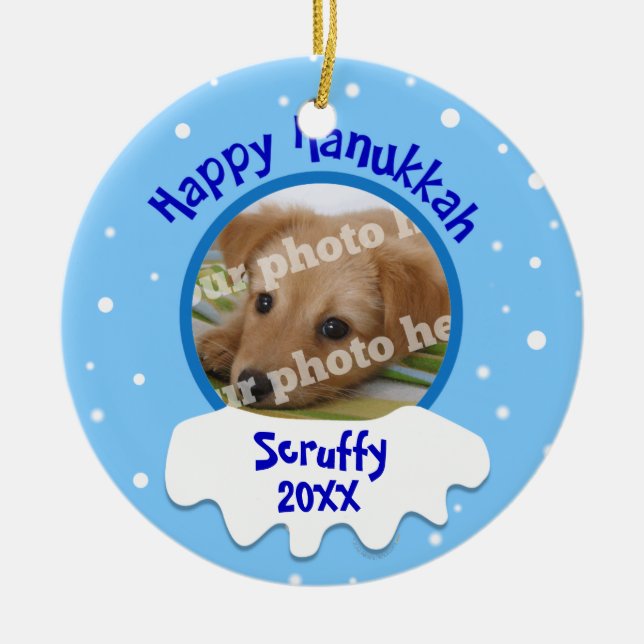 Lycklig Hanukkah Personlig Photo Ornament (Framsidan)