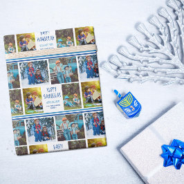 Lycklig Hanukkah Photo Collage Bevackra Blue Anpas Presentpapper
