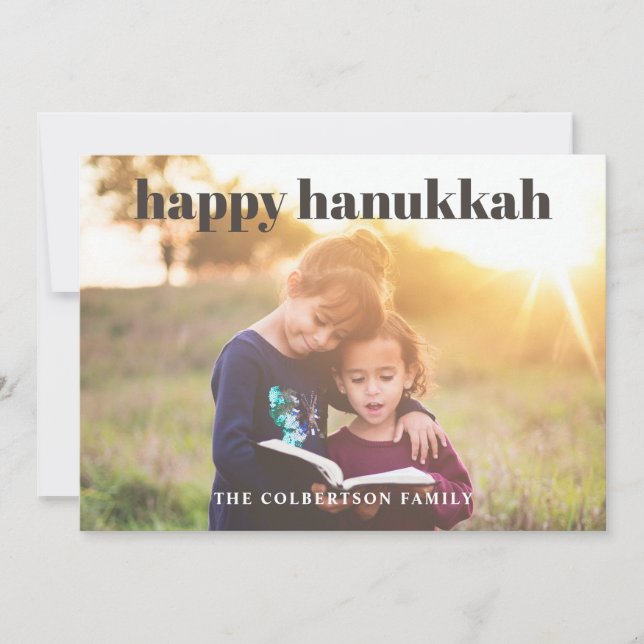 Lycklig Hanukkah Photo Helgdag Card (Framsida)